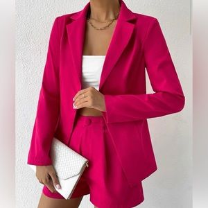 SHEIN Hot Pink Blazer Short Set New Size Small